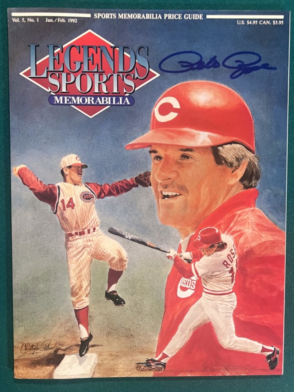 Pete Rose Hard Signed Auto / 1992 Legends Magazine + Cards, Hank Aaron & More